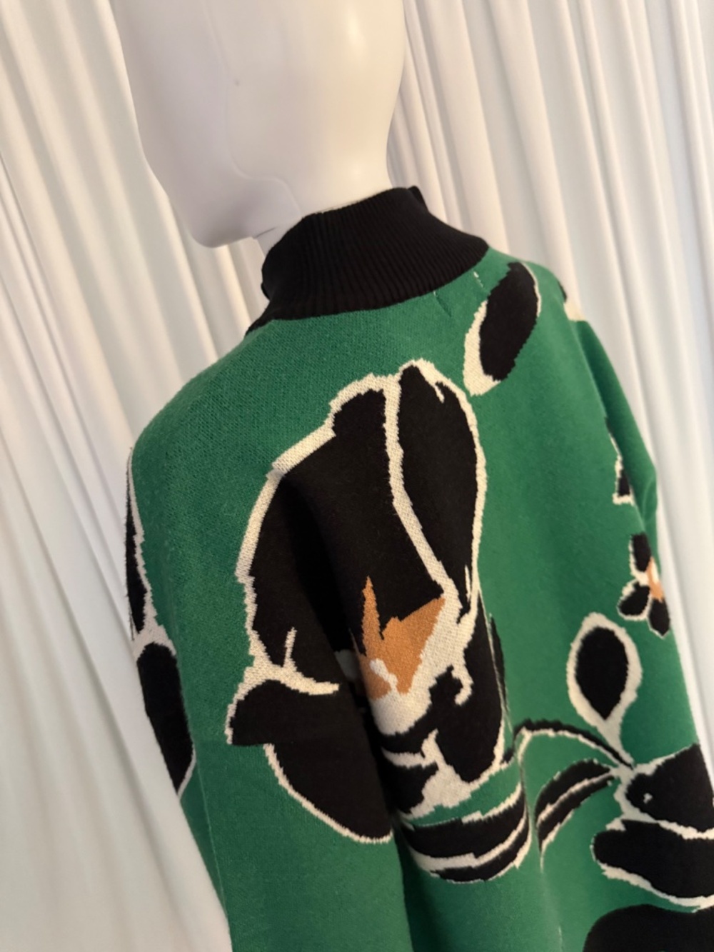 Sugarlips Carrey Floral Quarter Zip Sweater Green Black XL NWOT - Picture 14 of 16